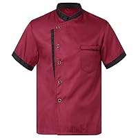FEESHOW Unisex Chef Jacket Professional Short Sleeve Chef Coat Cooking Chef Uniforms for Restaurant Kitchen