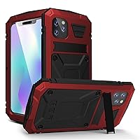 Case for iPhone 11 Pro Max, Outdoor Heavy Duty Tough Armour Metal Military Case Built-in Screen Dustproof Shockproof Full Body Cover with Kickstand for iPhone 11/11 Pro,Red,iphone11 Pro Max