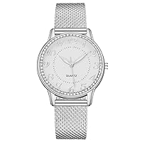 Diamond Luminous Wrist Watch for Women, Ladies Silicone Mesh Strap Quartz Watches, Easy to Read, Gift for Mother, Wife and Friends