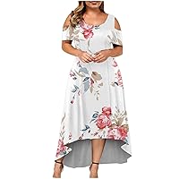 Women Dresses Pluse Size Summer Sexy Round Neck Print Short Sleeved Bodycon Dresses for Women