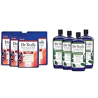 Dr Teal's Pure Epsom Salt Soak, Wellness Therapy with Rosemary & Mint & Foaming Bath with Pure Epsom Salt, Relax & Relief with Eucalyptus & Spearmint, 34 fl oz (Pack of 4) (Packaging May Vary)