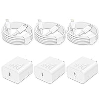 i Phone Charger Fast Charging- 20W USB C Wall Charger Block with 6Ft Charger Cord [MFi Certified] Compatible with i Phone 14/13/12/11/X Series, i Pad & More [3Pack]