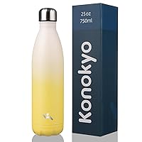 Insulated Water Bottles,25oz Double Wall Stainless Steel Vacumm Metal Flask for Sports Travel,Lemon