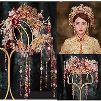 Chinese Bridal Headdress Tranditional Wedding Crown Hair Comb Hairpins Set Brides Costoume Xiuhe Hair Accessories 063