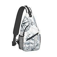 Boat Map Print Trendy Casual Daypack Versatile Crossbody Backpack Shoulder Bag Fashionable Chest Bag