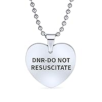 Bling Jewelry Personalize Customizable Medical Id Dog Heart Shape Tag Pendant Engravable Necklace For Women For Teen Stainless