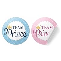 Prince or Princess Gender Reveal Party - Team He or Team She Stickers - 40 Labels – Royal Gender Reveal Decorations and Supplies