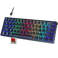Aula 60 Percent Wired Mechanical Keyboard, Hot Swappable Compact RGB Gaming Keyboards with Red Switches-Black