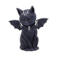 Nemesis Now B5149R0 Malpuss Winged Occult Cat Figurine, Polyresin, Black and Silver, 10cm