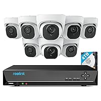 REOLINK 4K Security Camera System, RLK16-800D8, 8pcs H.265 4K PoE, Wired with Person Vehicle Detection, 8MP/4K 16CH NVR with 4TB HDD for 24-7 Recording