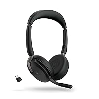 Evolve2 65 Flex Wireless Stereo Headset - Bluetooth, Noise-Cancelling ClearVoice Technology & Hybrid ANC - Certified for Microsoft Teams - Black