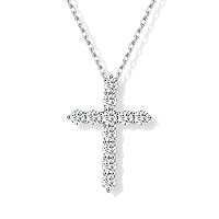 Cross Necklace for Women | Gold Plated 925 Sterling Silver Cross Necklace | Moissanite Diamond Cross Pendant | Adjustable Cross Necklace for Men