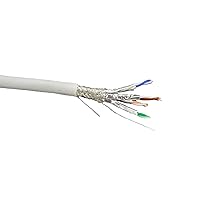 500 Feet Cat7 23AWG Solid & Shielded Bulk Ethernet Cable (S/FTP) CMR Riser-Rated (White) (TR4-580SRWH-500)