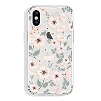 for iPhone X and iPhone Xs Case, 5.8 Inch Clear with Floral Design, Cute Protective Slim TPU Bumper + Shockproof Non Yellowing Back Cover for Women and Girls (Flowers/Pink)