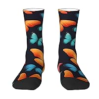 Colorful Butterfly Casual Socks for Women Men, Colorful Funny Novelty Crew Socks Birthday Gifts(One Size)