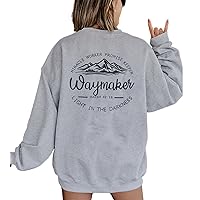 JINTING Christian Sweatshirt for Women Waymaker Miracle Worker Promise Keeper Hoodie Christian Gift Long Sleeve Tee Shirt