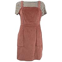 Womens Juniors Corduroy Striped Casual Dress Brown L