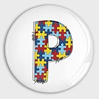 Autism Puzzle Refrigerator Magnet with Letter P Watercolor Glass Magnets for Refrigerator for School Cabinet Mother's Day Home Decorations Gifts for Adult
