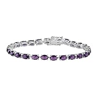 925 Sterling Silver With Amethyst Gemstone Bracelete | Oval 6x4mm | Woman and Girls | Linear Tennis Bracelet |It is Always Nice to Have a Bracelet for Any Occasion