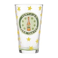 Enesco Designs by Lolita Certified Beer Taster Hand-Painted Artisan Pint Glass, 16 Ounce, Multicolor