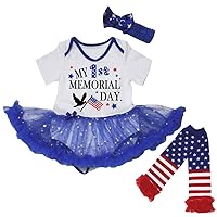 Petitebella USA Flags My First Memorial Day Baby Dress Leg Warmer Nb-18m