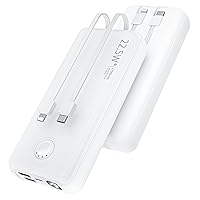 Portable Charger with Built in Cables-22.5W PD 20W Fast Charging Power Bank 27,000mAh Battery Pack with Flashlight, Compatible with iPhone Samsung etc-White