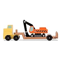 Melissa & Doug Trailer and Excavator Wooden Vehicle Set (3 pcs)