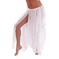 Miss Belly Dance Womens Full Sheer Chiffon 13 Panel Skirt with Side Hook -SKC02 ONE Size