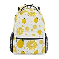 ALAZA Lemon Yellow Polka Dot Backpack Purse with Multiple Pockets Name Card Personalized Travel Laptop School Book Bag, Size S/16 inch