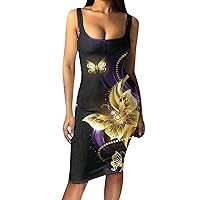 XJYIOEWT Womens Maxi Dresses,Vest Skirt Sleeveless Printed Dress Fit Hip Work Casual Slim Women Women's Dress Dresses fo