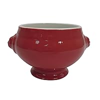 CAC China LN-15-RED Lion Head 6-1/4-Inch by 5-1/4-Inch by 3-3/4-Inch 15-Ounce Red/Super White Porcelain Lion Head Bouillon, Box of 24