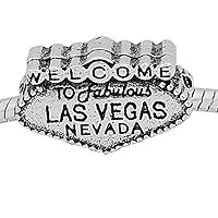 European Welcome to Las Vegas Nevada Charm Bead Spacer for Snake Chain Charm Bracelet