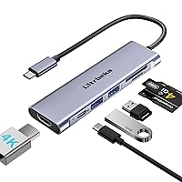 USB C Hub, 7in1 USBC Hub, 4K HDMI Multiport Adapter, TF/SD Card Reader, 2×Powered USB-A 3.0 5Gbps, 100W PD, Dongle Adapter, USB-C Extender Compatible for Type C Ports Laptop,MacBook Pro/Air