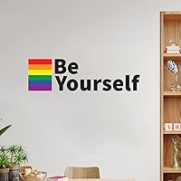 Wall Decal Gay Pride LGBT Same Sex Gay Removable Vinyl Sticker Be Yourself LGBTQ Wall Art Murals Sticker Rainbow Home Decoration for Girl Boy Bedroom Living Room Office 22 inch
