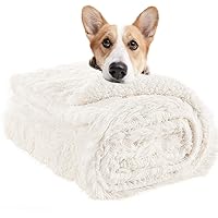 LOCHAS Luxury Fluffy Dog Blanket, Extra Soft and Warm Sherpa Fleece Pet Blankets for Dogs Cats, Plush Furry Faux Fur Puppy Throw Cover, 30''x40'' Cream White