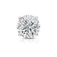 1/8 to 1 Carat Diamond Round Single Stud Earring in 14k White or Yellow Gold (J-K, I2-I3, cttw) 4-Prong Basket with Screw Back by Diamond Wish