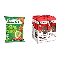 Quest Nutrition Tortilla Style Protein Chips, Chili Lime, Baked, 1.1 Oz, Pack of 12 & High Protein Low Carb, Gluten Free, Keto Friendly, Peanut Butter Cups, 12 Count (Pack of 1) (total- 17.76 Ounce)