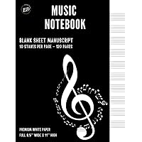 MUSIC NOTEBOOK | MUSIC STAFF PAPER NOTEBOOK|: Blank Sheet Manuscript | 10 Staves Per Page - 120 Pages | 8,5'' wide x 11'' high | Premium white Paper | ... ledger paper notebook | Elegant Black Cover MUSIC NOTEBOOK | MUSIC STAFF PAPER NOTEBOOK|: Blank Sheet Manuscript | 10 Staves Per Page - 120 Pages | 8,5'' wide x 11'' high | Premium white Paper | ... ledger paper notebook | Elegant Black Cover Paperback