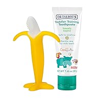 Toddler Training Toothpaste Naturally Inspired with Citroganix, with Nuby Nananubs Banana Massaging Toothbrush, 1.6 Ounce, 6+ Months