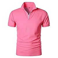 HOOD CREW Man’s Polo Shirt Casual Basic Designed V-Neck Tee Shirts