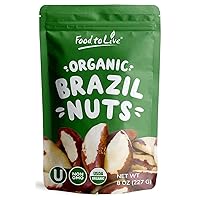 Raw Brazil Nuts, 8 Ounces Non-GMO Verified, Raw, Whole, No Shell, Unsalted, Kosher, Vegan, Keto and Paleo Friendly, Bulk, Good Source of Selenium, Low Sodium and Low Carb Food.