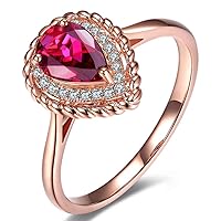 Elegant Gemstone Pink Tourmaline Wedding For Women Solid 14K Rose Gold Diamond Band Ring Set