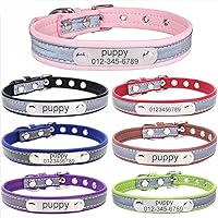 Personalized Dog Collars Reflective, Custom Pet Puppy Cat Name Tel, Comfortable Superfibre, XS Small Medium Large