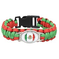 Colorful Braided Bracelets,Mexico Flag Charm Paracord Wristband Bracelet For Men Women,Handmade Multilayer Braided Leather Bracelet Couple Jewelry Gift