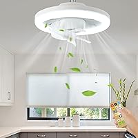 AVZYARDY Modern LED Ceiling Light with Fan, Ceiling Fan with Lighting, Dimmable 3-Speed Timing E27 Ceiling Fans with Lighting and Remote Control, for Bedroom, Kitchen, Dining Room