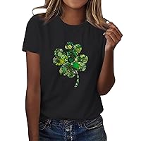 Funny St Patricks Day Shirt, Business Tops for Women Womens Going Out Tops Women Casual St. Patrick's Print 2024 Round Neck Fashion Shirt Short Sleeve Tee Tops Graphic Tees Tunic (Black,5X-Large)