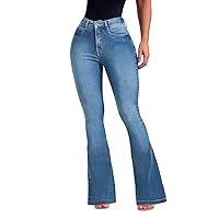 Denim Bell Bottom Jeans for Women Trendy Classic Fall Wide Leg Flare Denim Pants Stretch Baggy Trouser Bootcut Loose