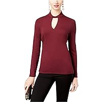I-N-C Womens Twist Knit Blouse, Red, Large