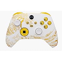 Wireless Custom Controller Compatible with PC, Windows 10+, Series X/S & One (Series X/S Gold Wave w/Gold Chrome Inserts)