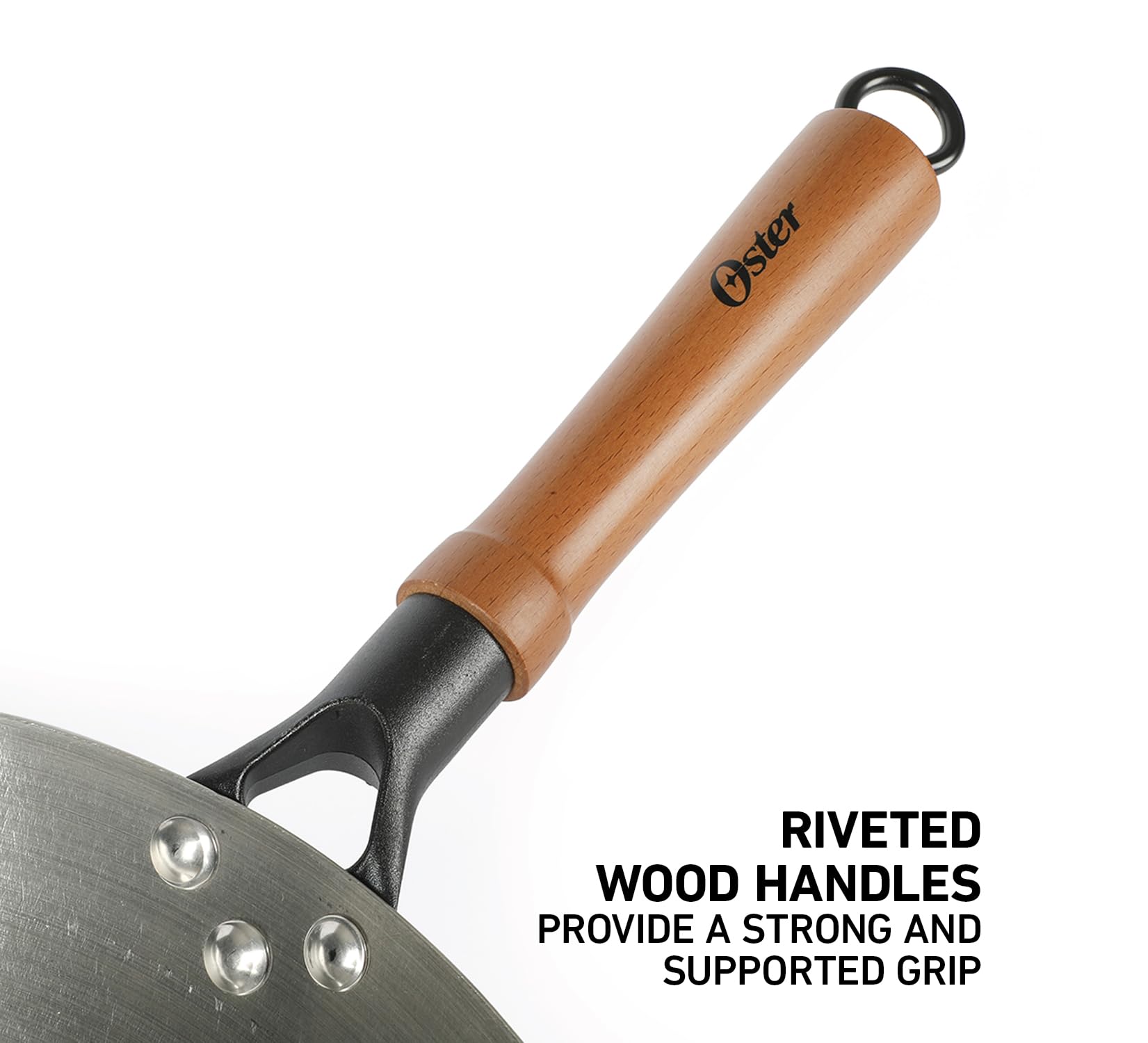 Oster Sangerfield 14 Inch Carbon Steel Wok W/Wood Handles